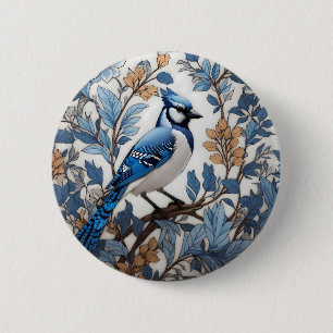 Macaron Rond 5 Cm Elégant Blue Jay William Morris inspiré