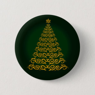 Macaron Rond 5 Cm Élégant Bouton Arbre de Noël Vert
