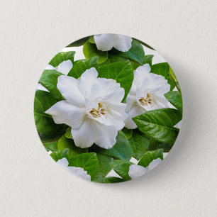 Macaron Rond 5 Cm : "Elégant Bouton Fleurs de Gardenia Blanche
