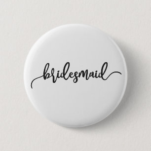 Macaron Rond 5 Cm Elegant Bridesmaid Wedding Calligraphy Pin Button