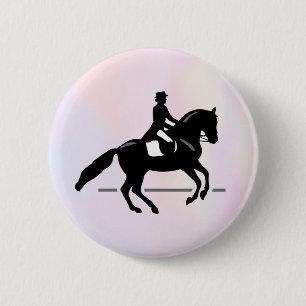 Macaron Rond 5 Cm Elégant cavalier de Dressage sur un Arrière - plan