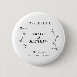 Macaron Rond 5 Cm Élégant Épingle de Bouton Rond 'Sauver la Date'