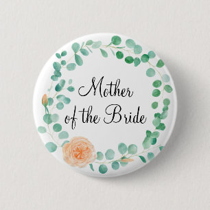 Macaron Rond 5 Cm Élégant Eucalyptus Vert Peach Mother of the Bride