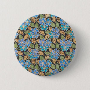 Macaron Rond 5 Cm Élégant Fleur Bleu Périwinkle Floral Classic