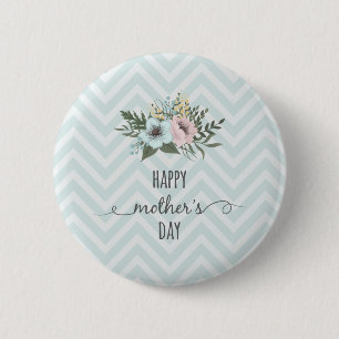 Macaron Rond 5 Cm Elegant Floral Happy Mother's Day Pin Button