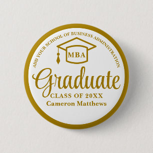Macaron Rond 5 Cm Elégant Gold Business School MBA