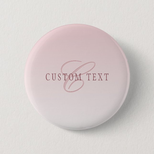 Macaron Rond 5 Cm Élégant lettrage et monogramme | Rose Ombre (Devant)
