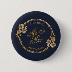 Macaron Rond 5 Cm Élégant Mariage personnalisé Gold Bouton de la br