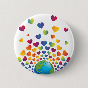 Macaron Rond 5 Cm Élégant minimaliste coloré Rainbow Heart Design
