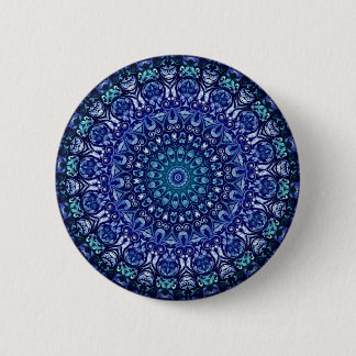 Macaron Rond 5 Cm Elégant modèle Royal Blue Floral Damask