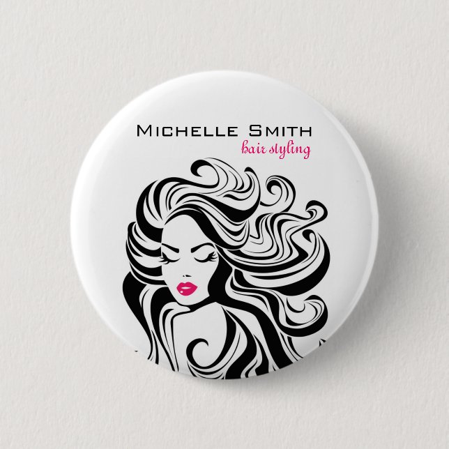 Macaron Rond 5 Cm Élégant noir blanc Wavy Hairstyle extensions de ch (Devant)