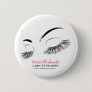 Macaron Rond 5 Cm Elégant noir et blanc Eyelashes Dessin Barre Lash