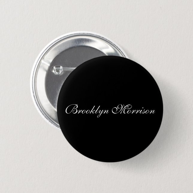 Macaron Rond 5 Cm Élégant noir script personnalisé monogramme nom te (Devant & derrière)