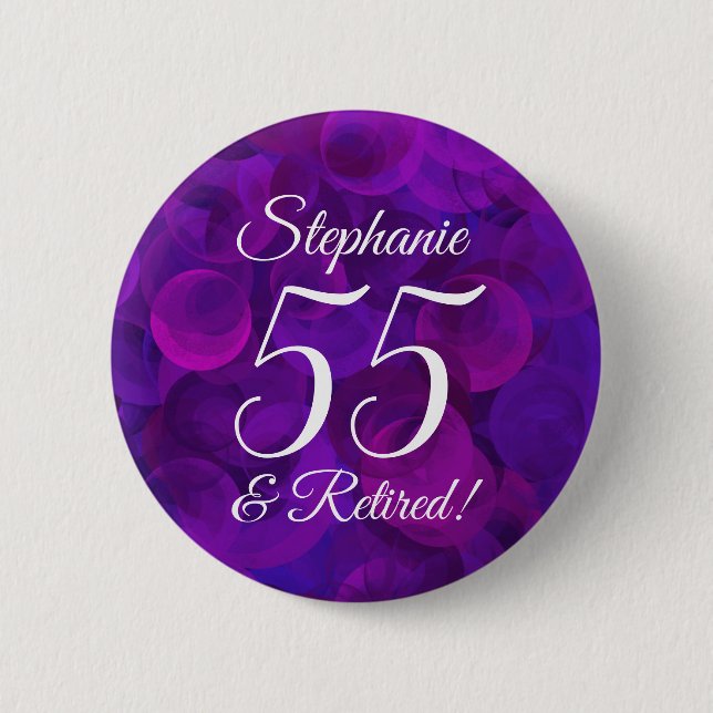 Macaron Rond 5 Cm Élégant Purple 55 et Retraité (Devant)