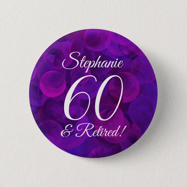 Macaron Rond 5 Cm Élégant Purple 60 et Retraité (Devant)