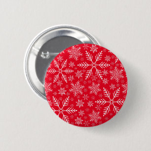 Macaron Rond 5 Cm Elégant Red Aqua White Winter Snowflake