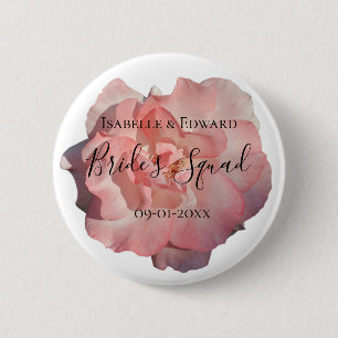 Macaron Rond 5 Cm Élégant Rose Florale Rose Pâle Robe de Mariée