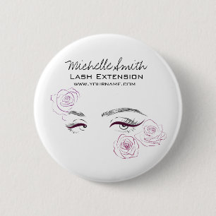 Macaron Rond 5 Cm Elégant rose Roses Floral Aquarelle Beauté Salon