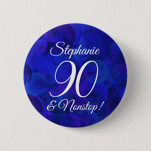 Macaron Rond 5 Cm Elégant Royal Blue 90 et fête d'anniversaire san
