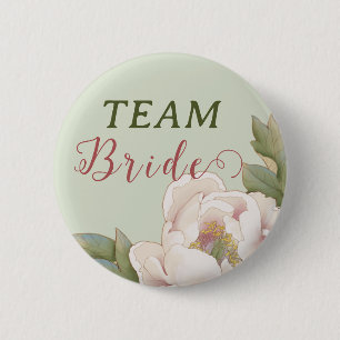 Macaron Rond 5 Cm Elegant Team Bride Sage and Blush Pink Floral 