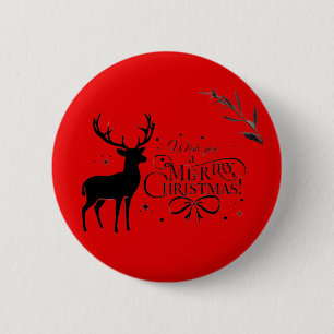 Macaron Rond 5 Cm Elégante Art de rennes de Noël avec voeux de vacan