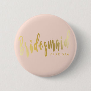 Macaron Rond 5 Cm Élégante femme de chambre rose et or