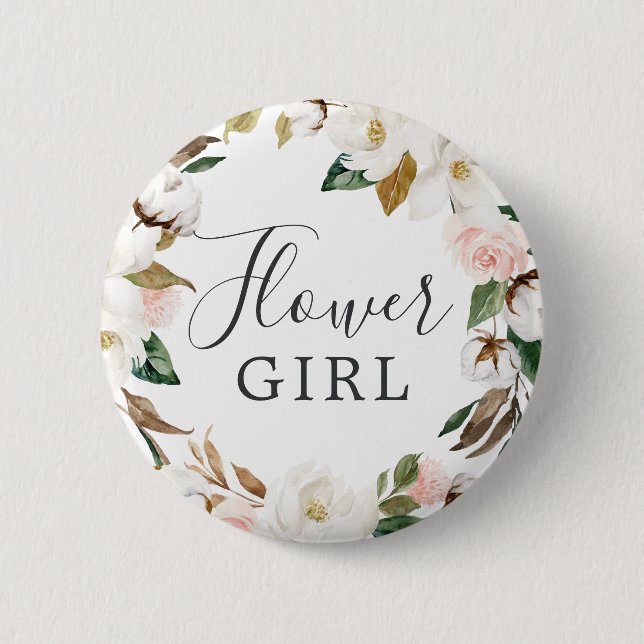 Macaron Rond 5 Cm Élégante Fête des mariées Fleur Magnolia (Devant)