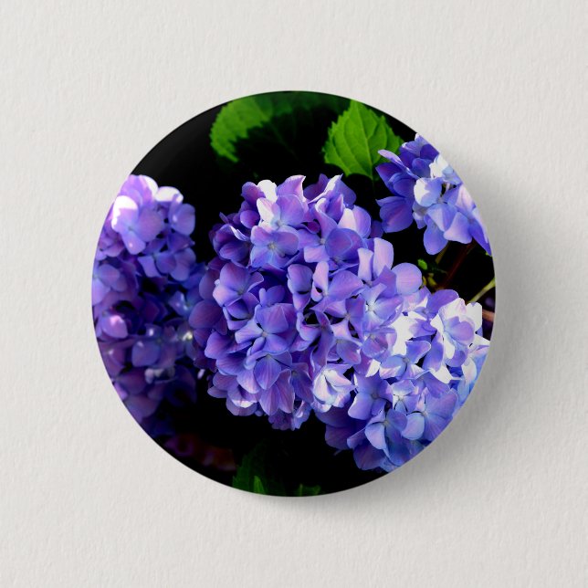 Macaron Rond 5 Cm Elégante fleurs florales violettes profondes hydra (Devant)