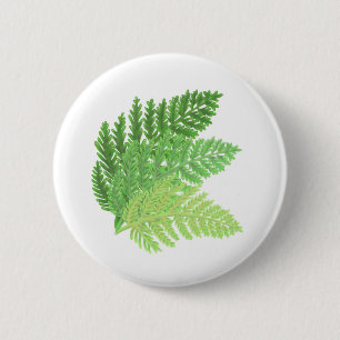 Macaron Rond 5 Cm Élégante fougères vertes feuilles de bois