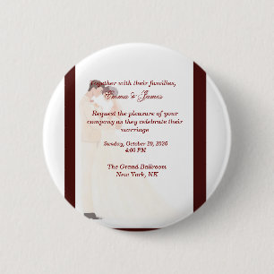Macaron Rond 5 Cm Élégante invitation de mariage bordeaux