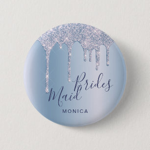 Macaron Rond 5 Cm Élégante parties scintillant bleue goutte-à-gou