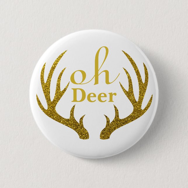 Macaron Rond 5 Cm Elégante Parties scintillant d'or Faux Cerfs Antle (Devant)