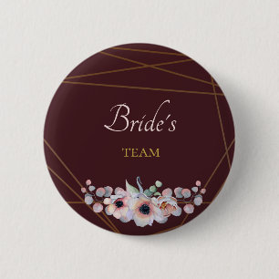 Macaron Rond 5 Cm Élégantes Fleurs d'Anémone Rouge Marsala Mariage