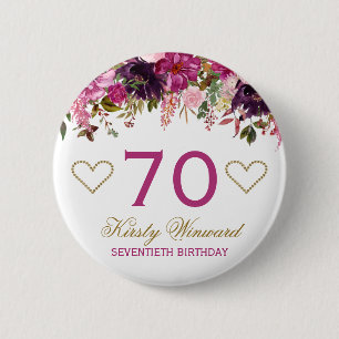 Macaron Rond 5 Cm Élégantes fleurs de printemps rose aquarelle Anniv