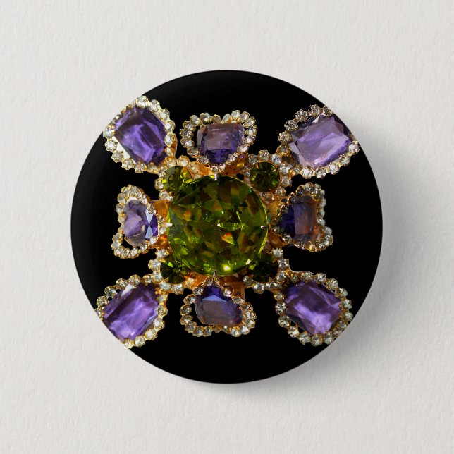 Macaron Rond 5 Cm Élégants diamants pierres précieuses violettes ver (Devant)