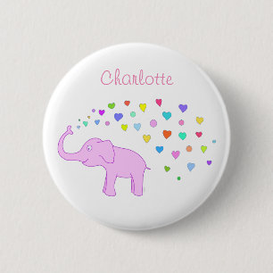 Macaron Rond 5 Cm Eléphant aux coeurs de couleur