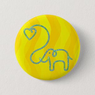 Macaron Rond 5 Cm ÉLÉPHANT avec le coeur