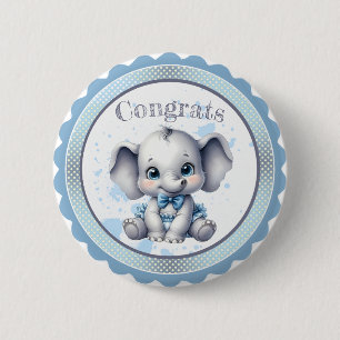 Macaron Rond 5 Cm Eléphant bleu Cutie - Petite cacahuète