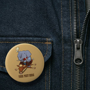 Macaron Rond 5 Cm Éléphant Cowboy Maladroit Cavalier de Cheval Dessi