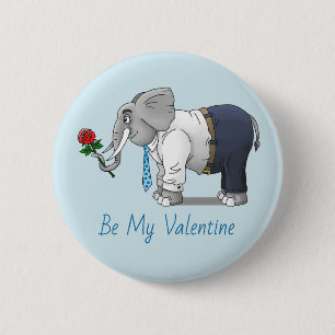 Macaron Rond 5 Cm Éléphant en amour Saint-Valentin