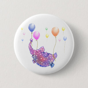 Macaron Rond 5 Cm Éléphant étoilé mignon volant avec des ballons col