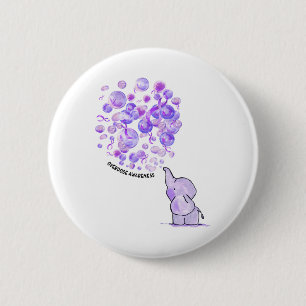 Macaron Rond 5 Cm Éléphant Fait Éclater Des Ballons Violets Sensibil