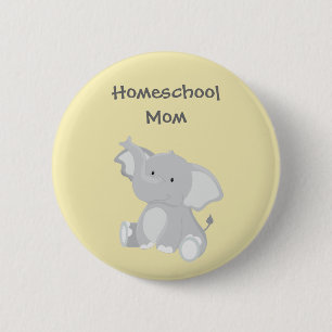 Macaron Rond 5 Cm Eléphant graphique Homeschool Mom