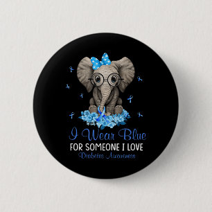 Macaron Rond 5 Cm Elephant Je porte du bleu pour quelqu'un des adept