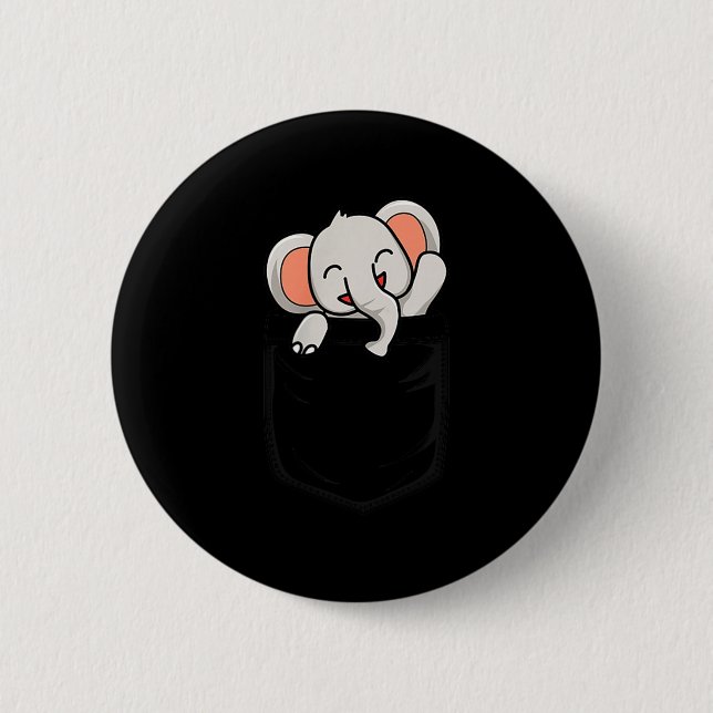Macaron Rond 5 Cm Elephant Lovers Cute Funny Elephant In Cket  (Devant)