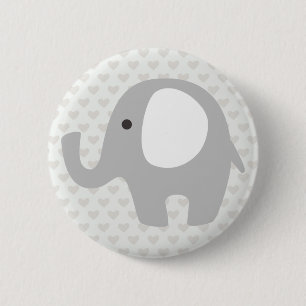 Macaron Rond 5 Cm Éléphant magnifique de bébé dans le gris neutr