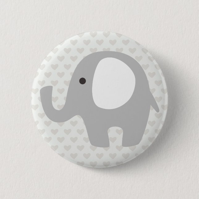 Macaron Rond 5 Cm Éléphant magnifique de bébé dans le gris neutre (Devant)