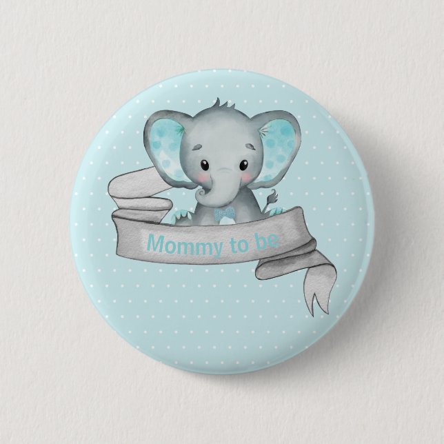 Macaron Rond 5 Cm Eléphant mignon bébé garçon douche bleu maman pour (Devant)