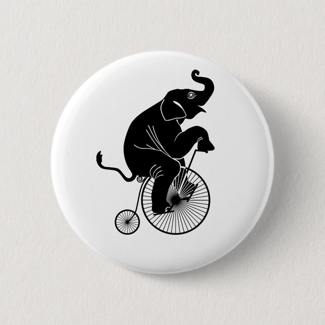 Macaron Rond 5 Cm Éléphant montant un vélo (Devant)