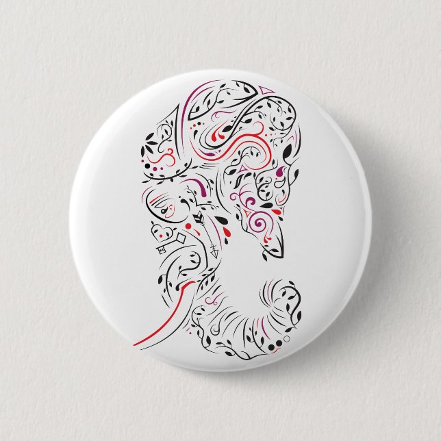 Macaron Rond 5 Cm éléphant orné (Devant)